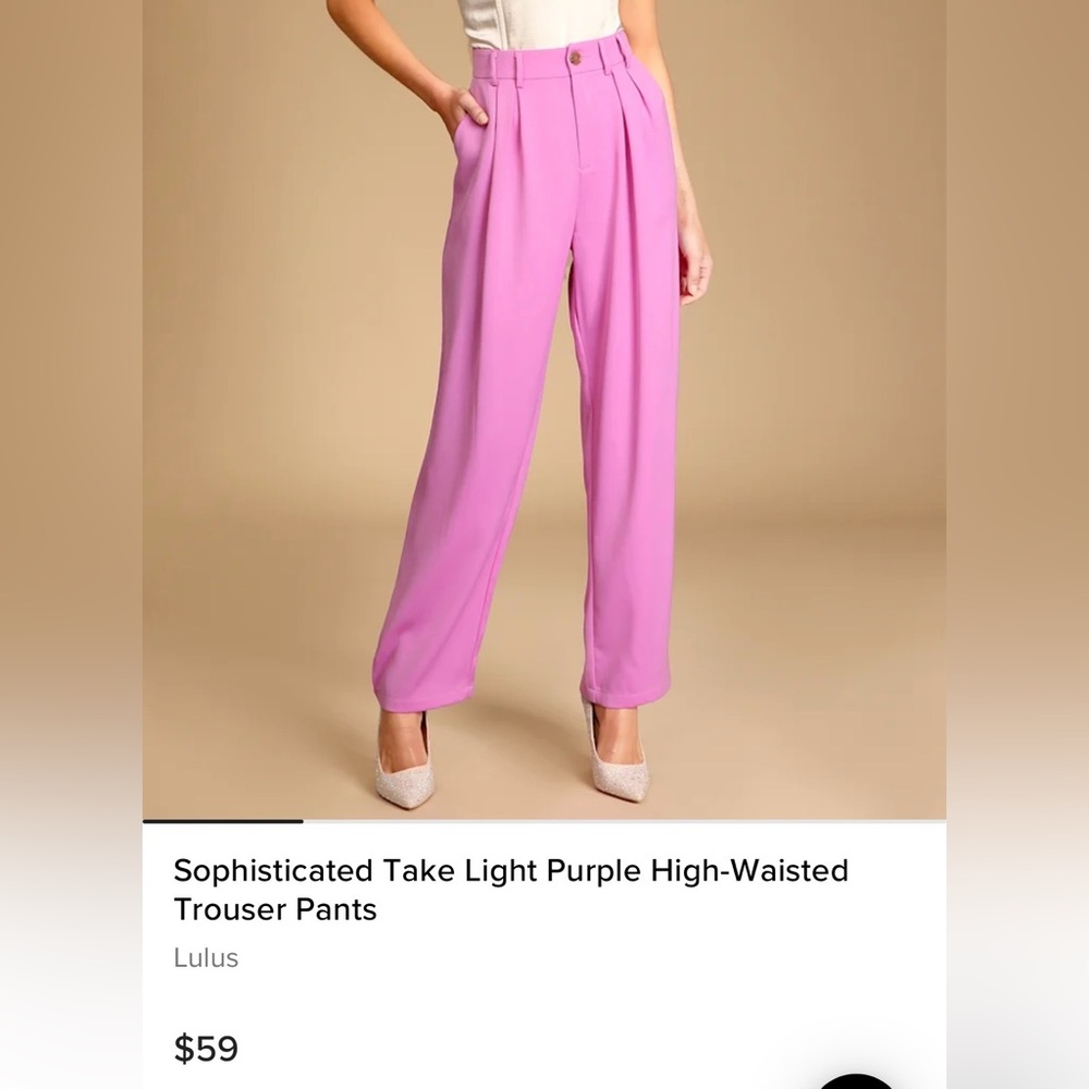Lulu's Light Purple High-Waisted Trouser Pants
